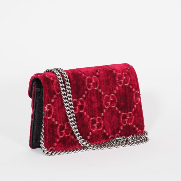 Gucci GG Red Velvet Super Mini Dionysus Chain Shoulder Bag - Picture 4 of 11